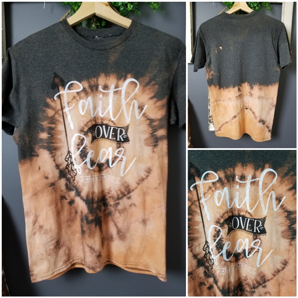 Hand-bleached Faith Over Fear Women's fit tee